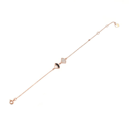 Sterling Silver Rose Gold Fan Motif Chain Bracelet