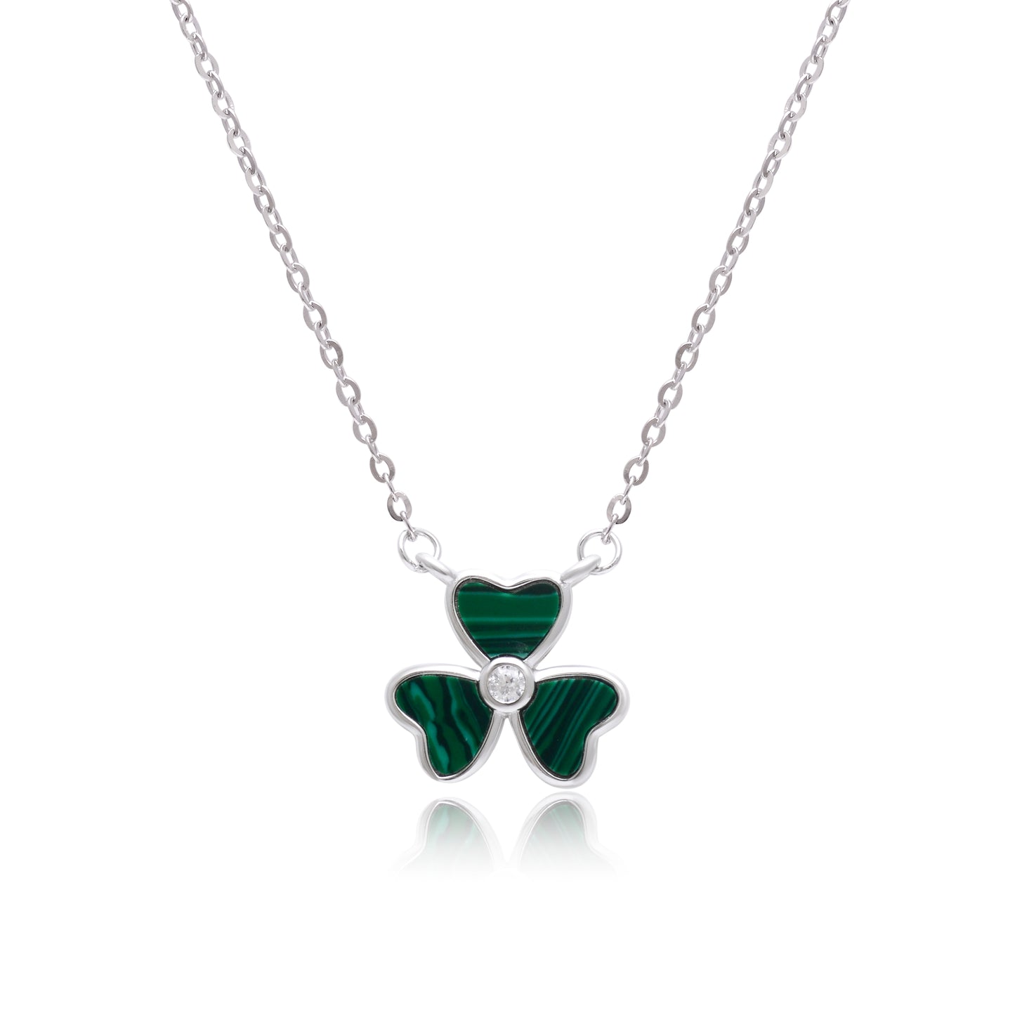 925 Sterling Silver Malachite Clover Pendant
