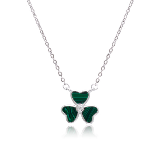 925 Sterling Silver Malachite Clover Pendant