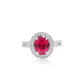Red Stone Oval Halo Ring