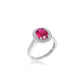 Red Stone Oval Halo Ring