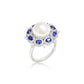 Vintage Pearl Sapphire Cocktail Ring in Sterling Silver