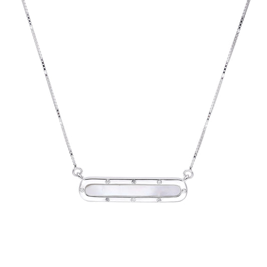Silver Mother of Pearl Bar Necklace